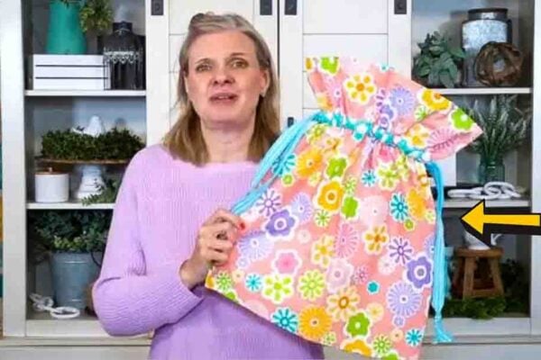 Finished Half-Yard Drawstring Bag, a completed DIY project