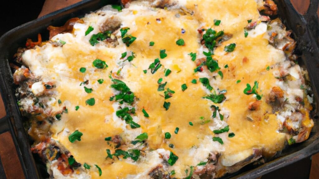 100-Year-Old Hamburger Casserole, homemade and freshly served