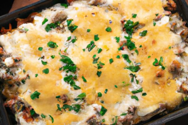 100-Year-Old Hamburger Casserole, homemade and freshly served