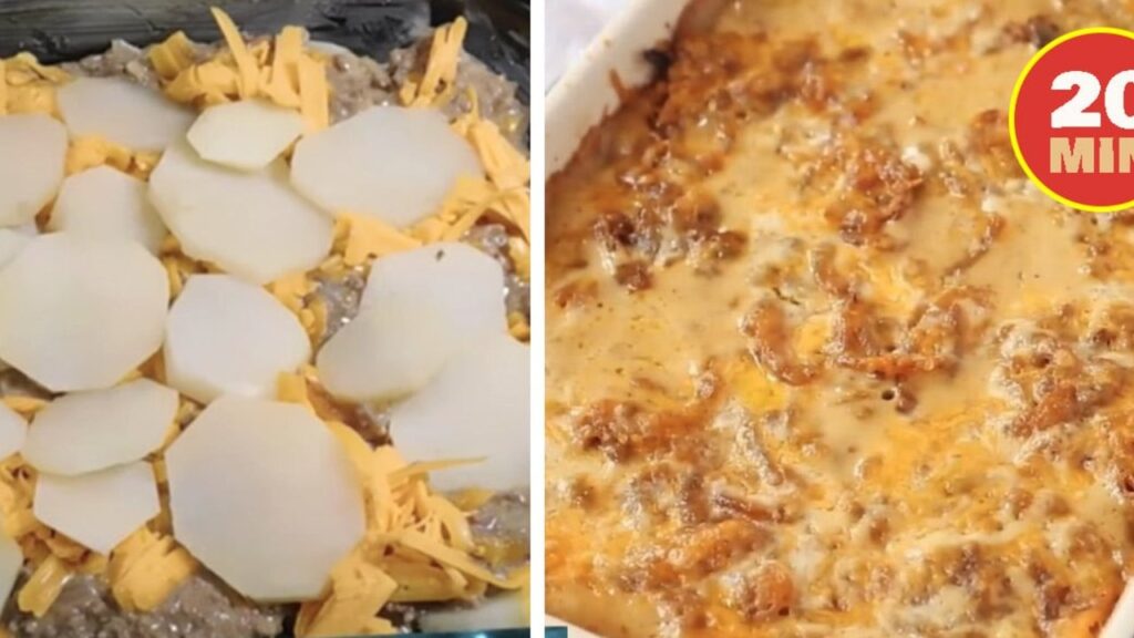 Southern Hamburger Potato Casserole, homemade and freshly served