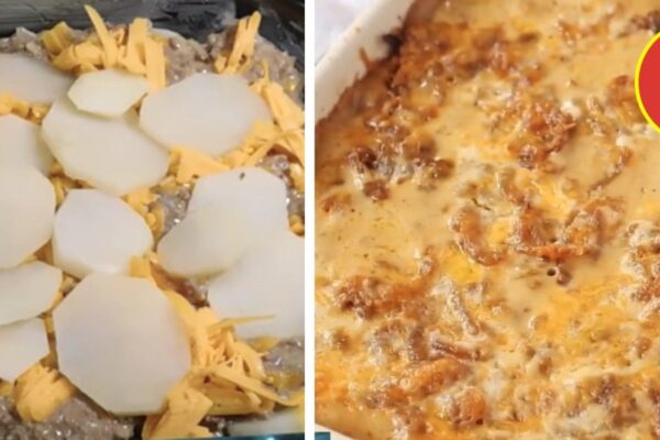 Southern Hamburger Potato Casserole, homemade and freshly served