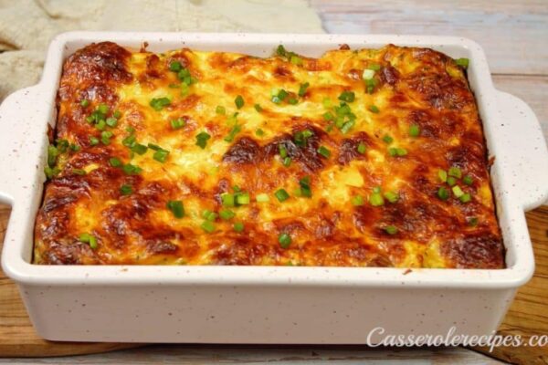 Hash Browns and Eggs Casserole, homemade and freshly served