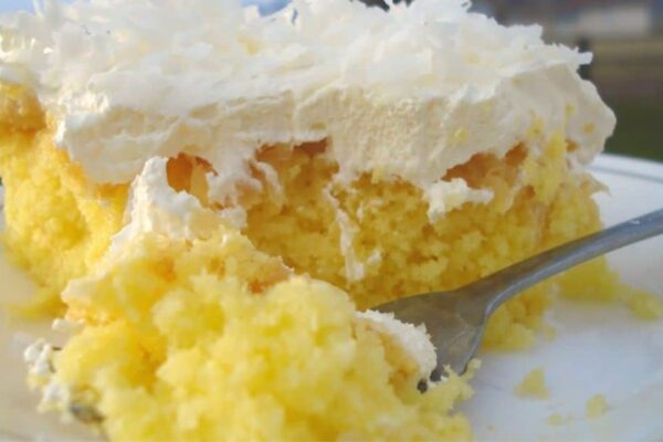 Hawaiian Dream Cake, homemade and freshly served