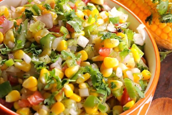 Healthy and Fresh Corn Salad, homemade and freshly served