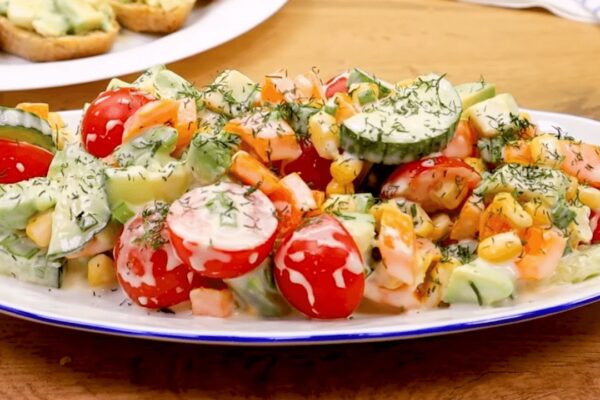 Healthy Avocado Tomato Salad, homemade and freshly served