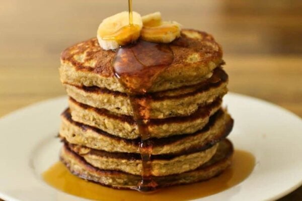 Healthy Banana Oatmeal Pancakes, homemade and freshly served