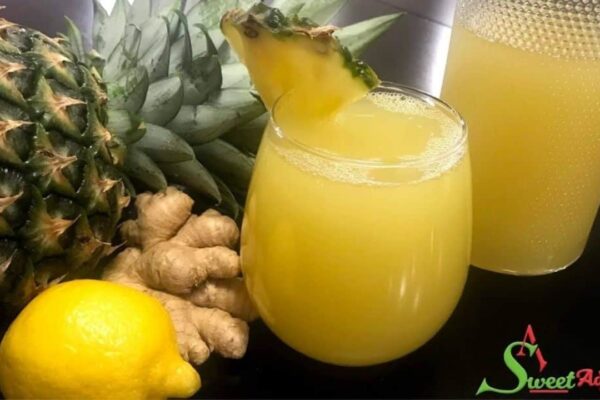 Refreshing & Healthy Ginger Pineapple Lemon Drink, homemade and freshly served