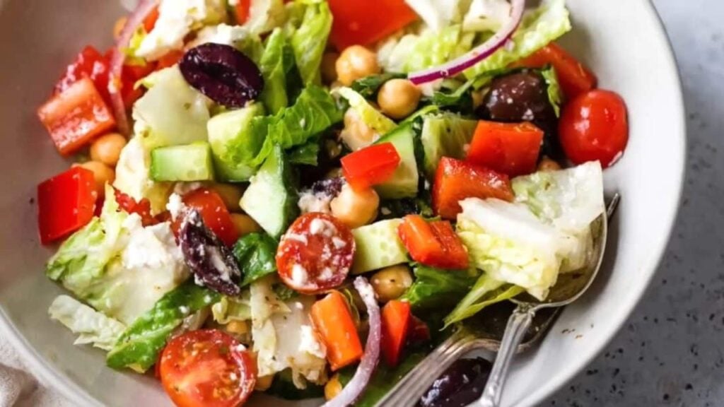 Healthy Greek Salad, homemade and freshly served