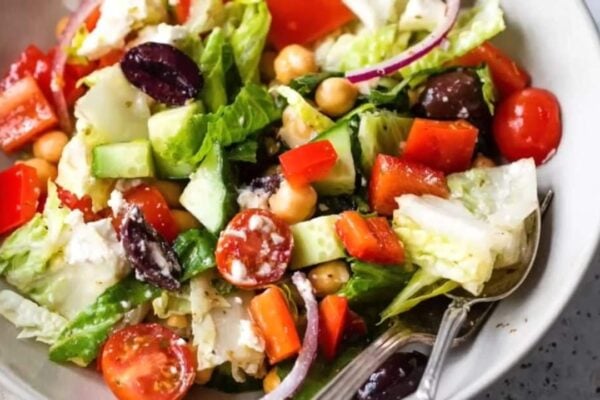 Healthy Greek Salad, homemade and freshly served