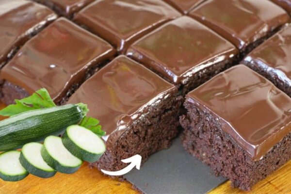 Healthy Zucchini Brownies, homemade and freshly served