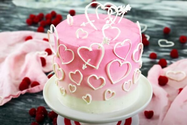 a Heart Cake, homemade and freshly served