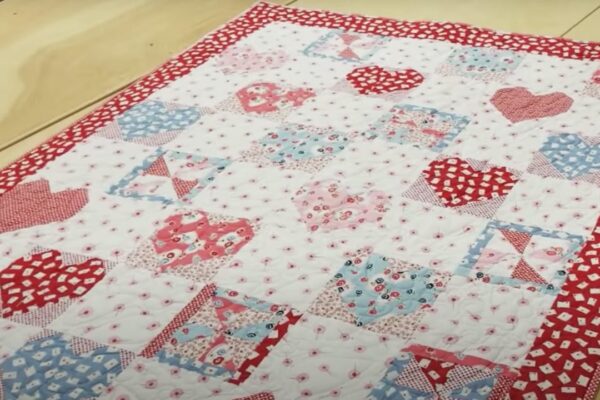 Finished a Hearts and Pinwheel Quilt, a completed DIY project