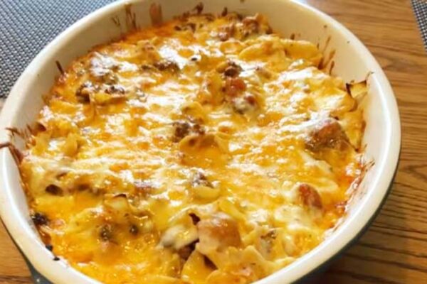Hearty Ground Beef Casserole, homemade and freshly served