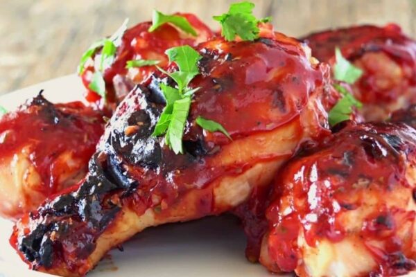 Hickory Smoked BBQ Chicken Drumsticks, homemade and freshly served