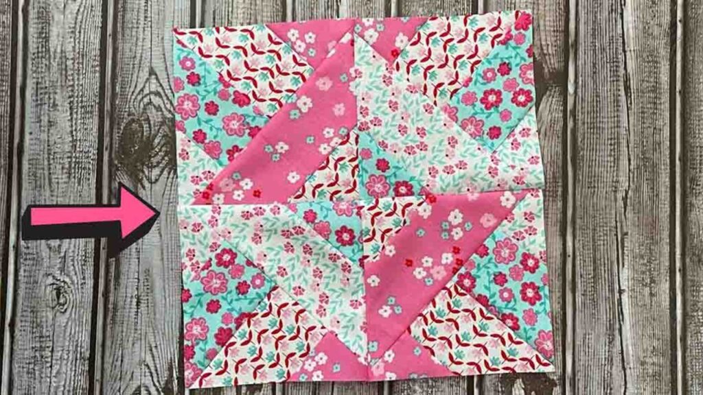 Finished Hidden Wells Quilt Block, a completed DIY project