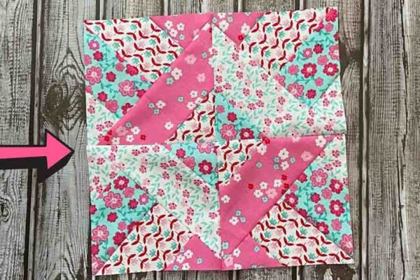 Finished Hidden Wells Quilt Block, a completed DIY project