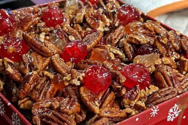 Holiday Pecan Fruit Cake From Scratch, homemade and freshly served