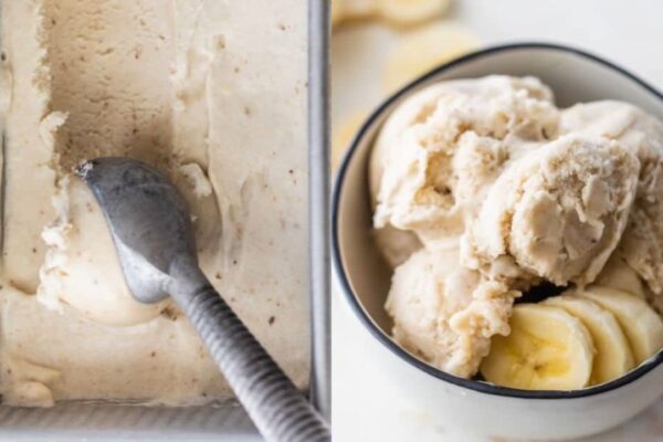 No-Sugar Homemade Banana Ice Cream, homemade and freshly served
