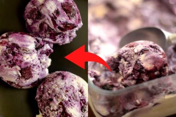 Homemade Blueberry Cheesecake Ice Cream, homemade and freshly served