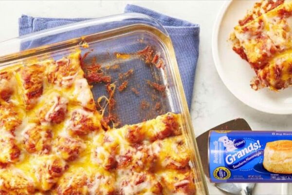 Homemade Bubble Pizza Casserole, homemade and freshly served