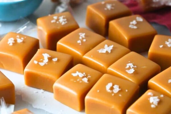 Chewy and Soft Homemade Caramel Candy, homemade and freshly served