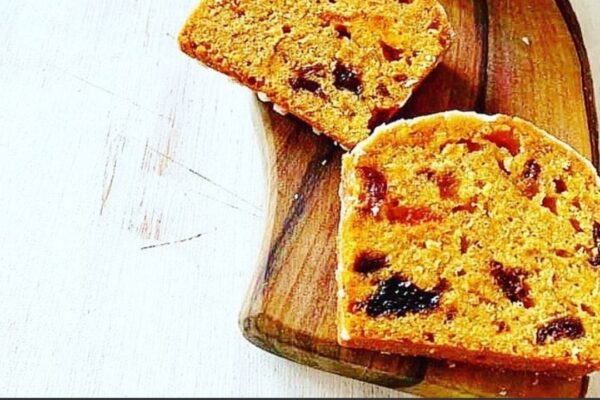 a Homemade Fruitcake, homemade and freshly served
