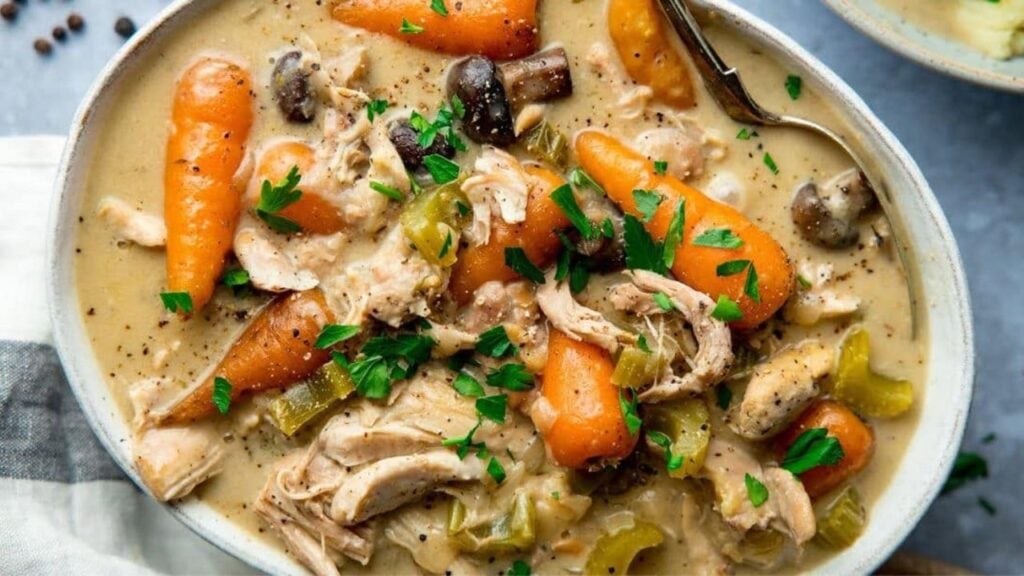 Homemade Slow-Cooker Chicken Casserole, homemade and freshly served