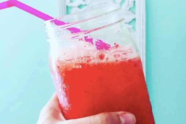 Homemade Strawberry Moonshine, homemade and freshly served