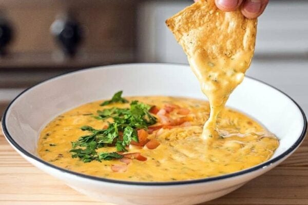 Cheesiest Homemade Texas Queso, homemade and freshly served