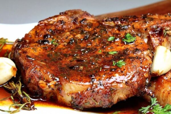 Honey Garlic Pork Chops, homemade and freshly served