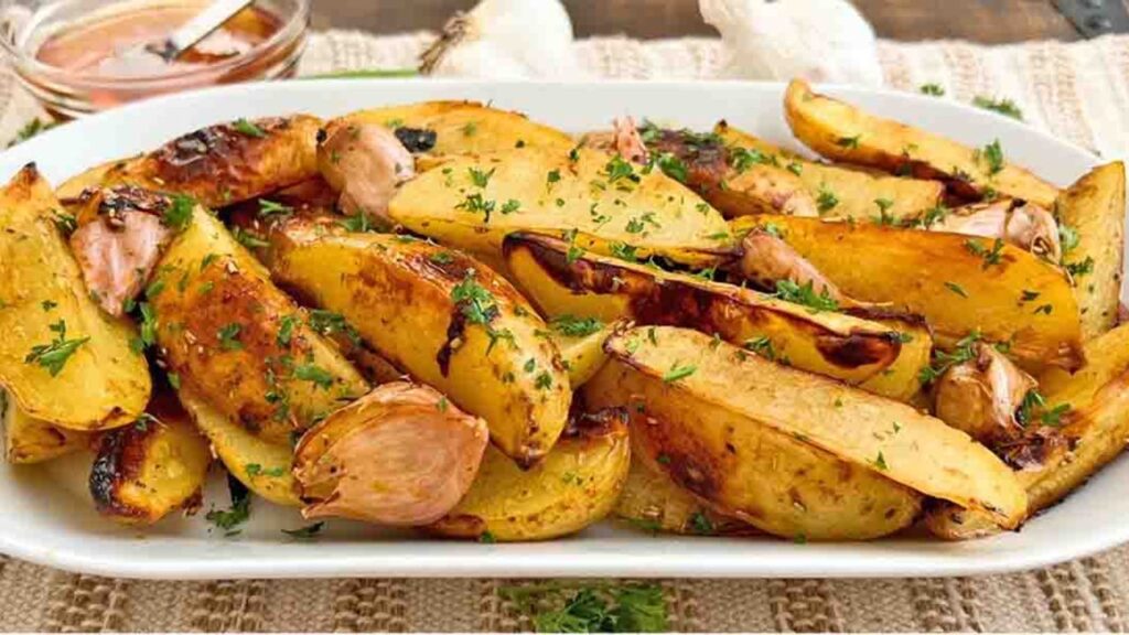 Honey Roasted Potato Wedges, homemade and freshly served