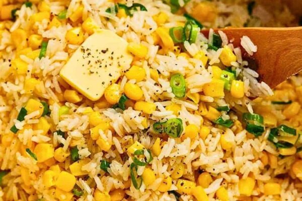 Hot Buttered Corn Rice, homemade and freshly served