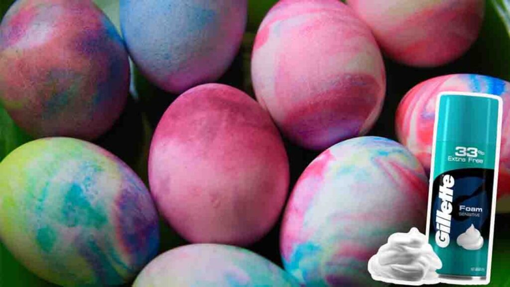How To Dye Eggs with Shaving Cream, homemade and freshly served