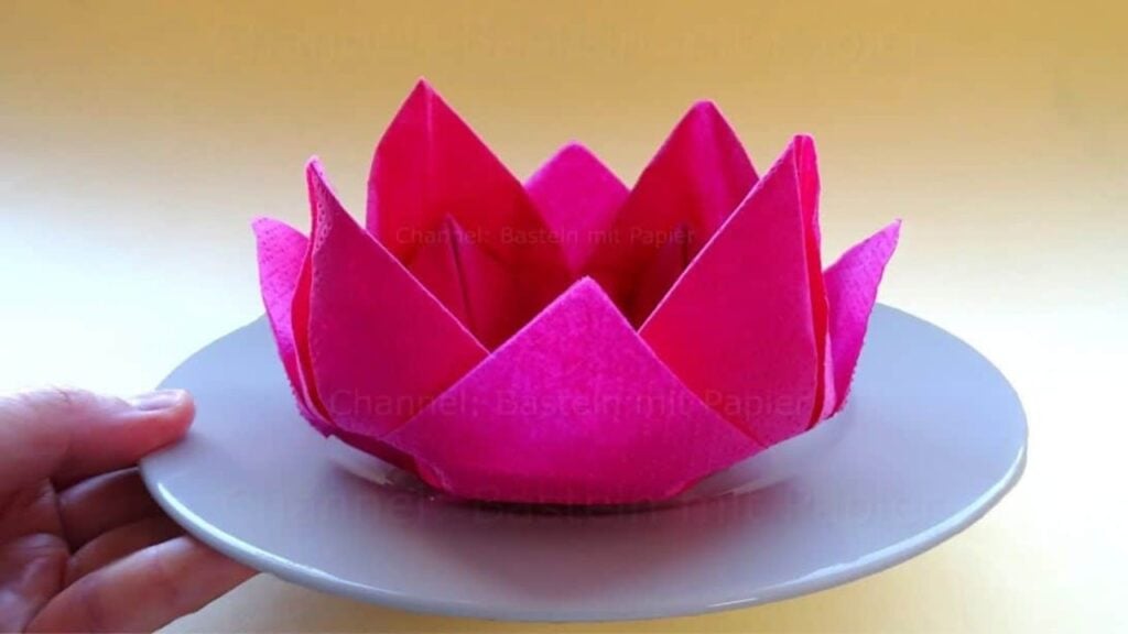 Finished How to Fold a Napkin into a Lotus Flower, a completed DIY project