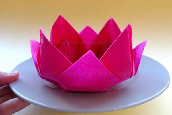 Finished How to Fold a Napkin into a Lotus Flower, a completed DIY project