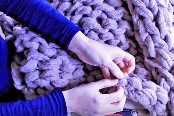 Finished How to Knit and Ultra-Cozy Blanket, a completed DIY project