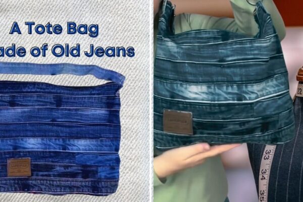 Finished A Tote Bag Made of Belts from Old Jeans, a completed DIY project