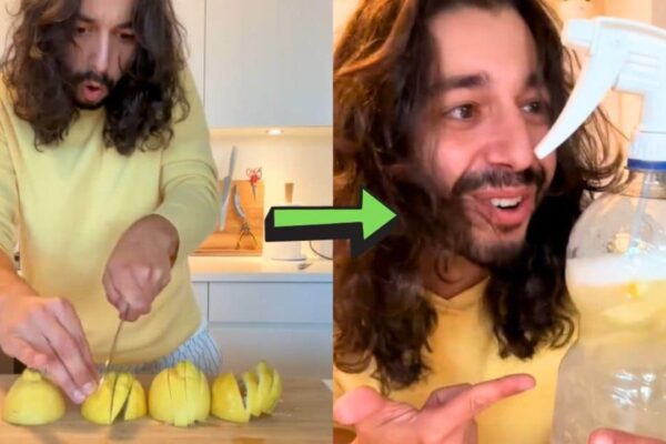 a Cleaning Spray Out of Lemon Peels, homemade and freshly served
