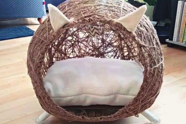Finished Easy DIY Jute Cat Bed Under $10, a completed DIY project