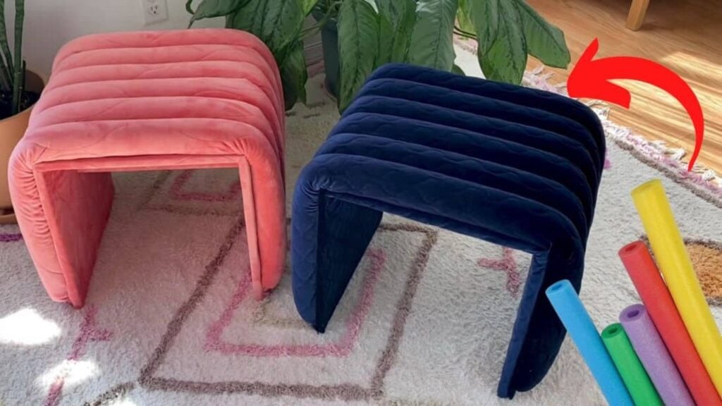 A DIY Tufted Bench Using Pool Noodles, homemade and freshly served