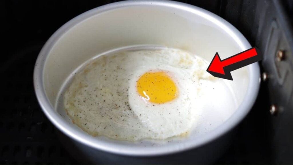 a Fried Egg in an Air Fryer, homemade and freshly served