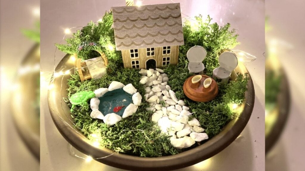 Finished DIY Mini Garden in a Terra Cotta Saucer, a completed DIY project