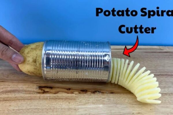 a Spiral Potato Cutter, homemade and freshly served
