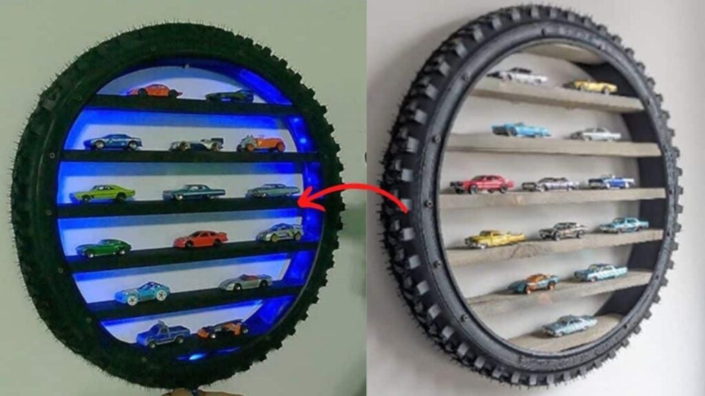 Finished a Toy Shelf from an Old Tire, a completed DIY project