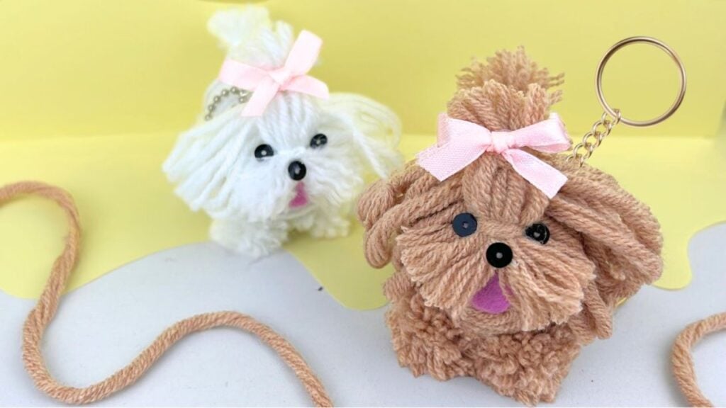 How to Make a DIY Yarn Dog Keychain — easy step-by-step DIY tutorial.