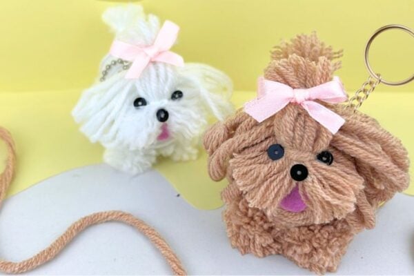 How to Make a DIY Yarn Dog Keychain — easy step-by-step DIY tutorial.