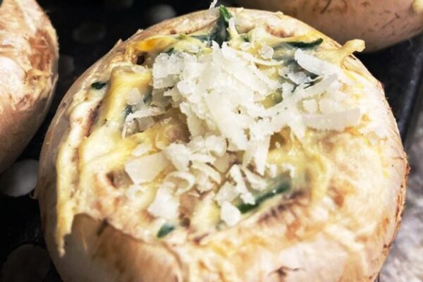 Air Fryer Cheese-Stuffed Mushrooms, homemade and freshly served