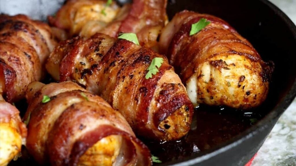 Bacon Wrapped Chicken, homemade and freshly served