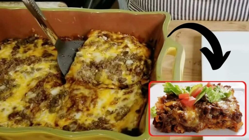 Beef Enchilada Casserole With Homemade Sauce, homemade and freshly served