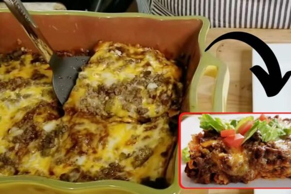 Beef Enchilada Casserole With Homemade Sauce, homemade and freshly served